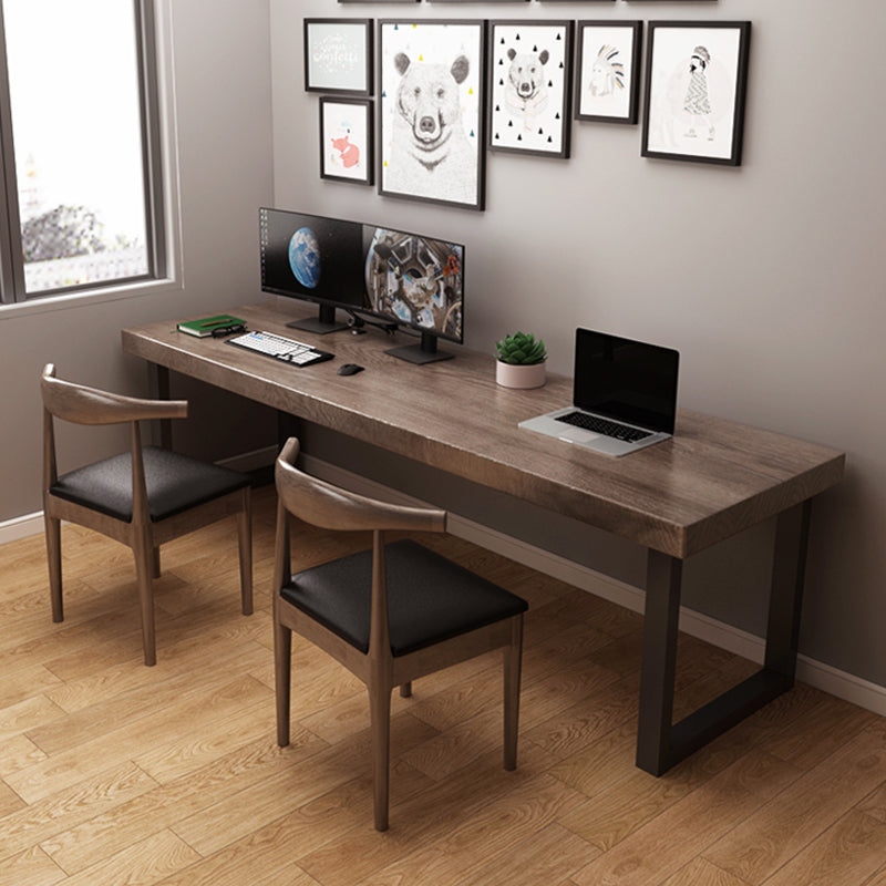 Industrial Solid Wood Computer Desk Sled Base 29.53" Tall Gaming Desk