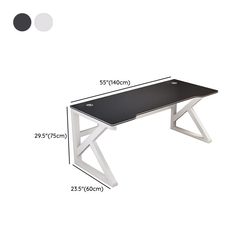 Modern Style Computer Desk Rectangular Shaped Task Desk in White/Black for Home