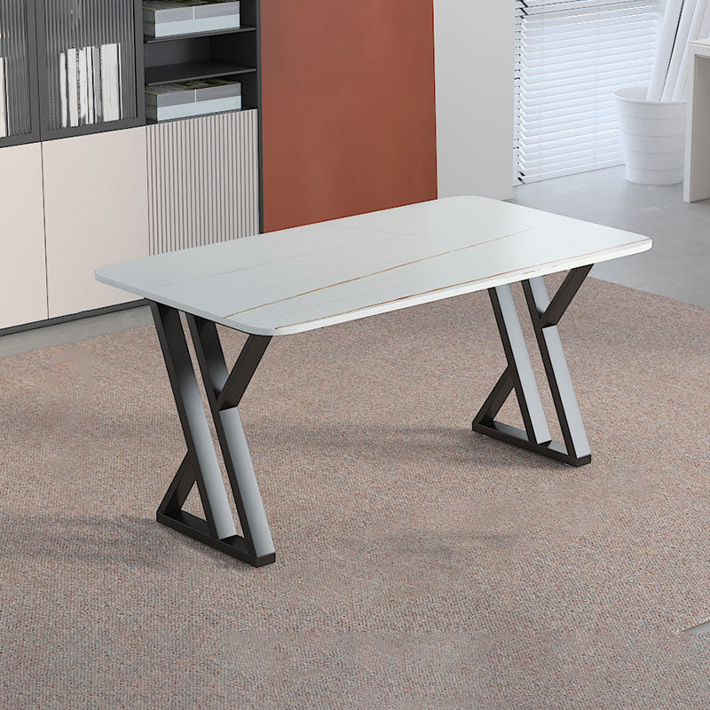 Industrial Style Task Desk Rectangular Shaped Office Desk in Grey/White/Black