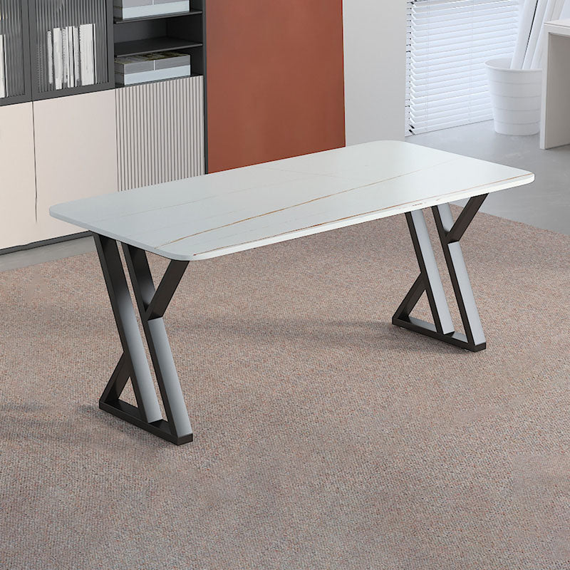 Industrial Style Task Desk Rectangular Shaped Office Desk in Grey/White/Black