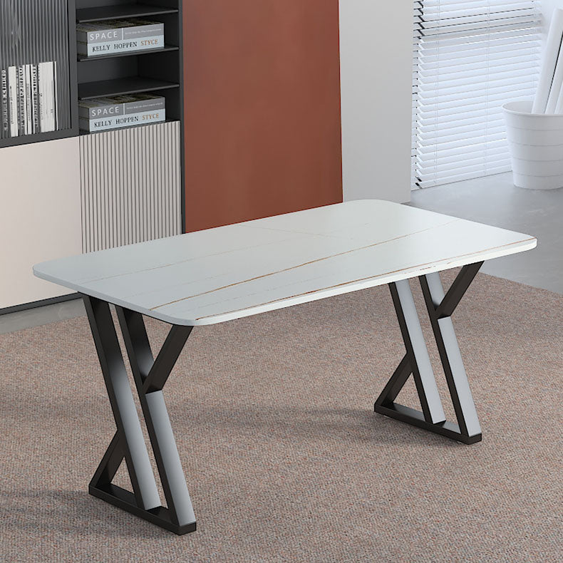 Industrial Style Task Desk Rectangular Shaped Office Desk in Grey/White/Black