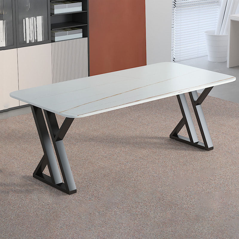 Industrial Style Task Desk Rectangular Shaped Office Desk in Grey/White/Black