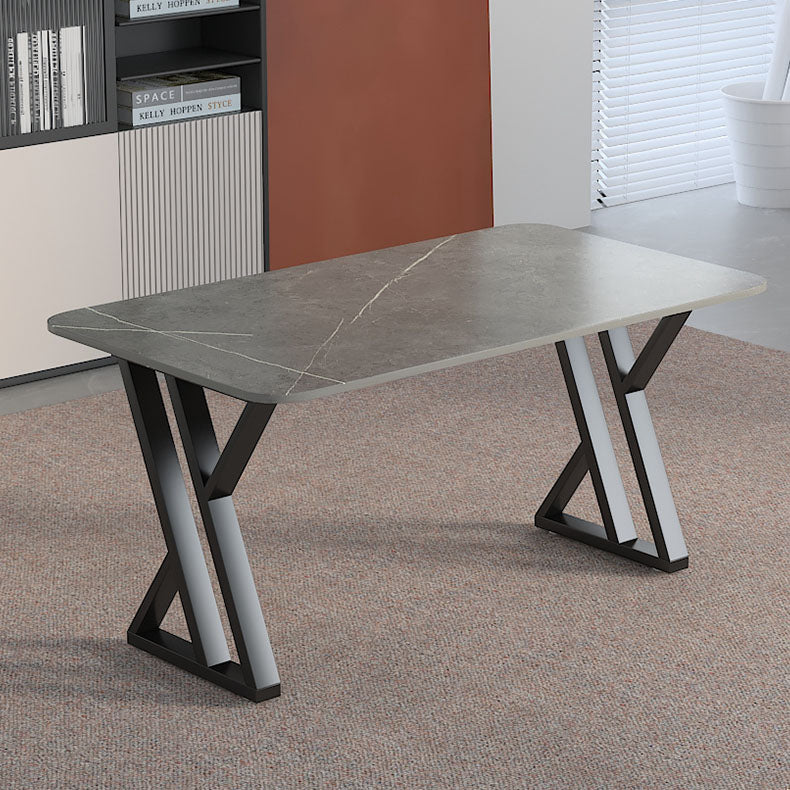 Industrial Style Task Desk Rectangular Shaped Office Desk in Grey/White/Black