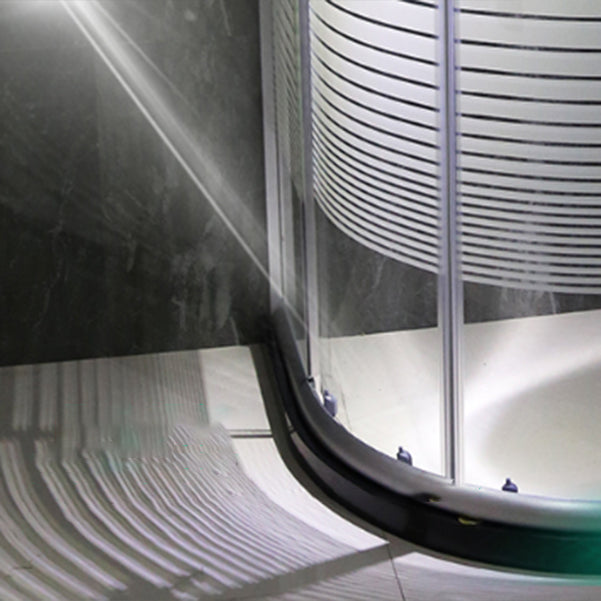 Stainless Steel Shower Kit Striped Tempered Glass Shower Kit