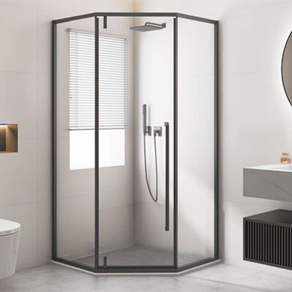 Black Square Shower Enclosure Pivot Tempered Glass Shower Kit