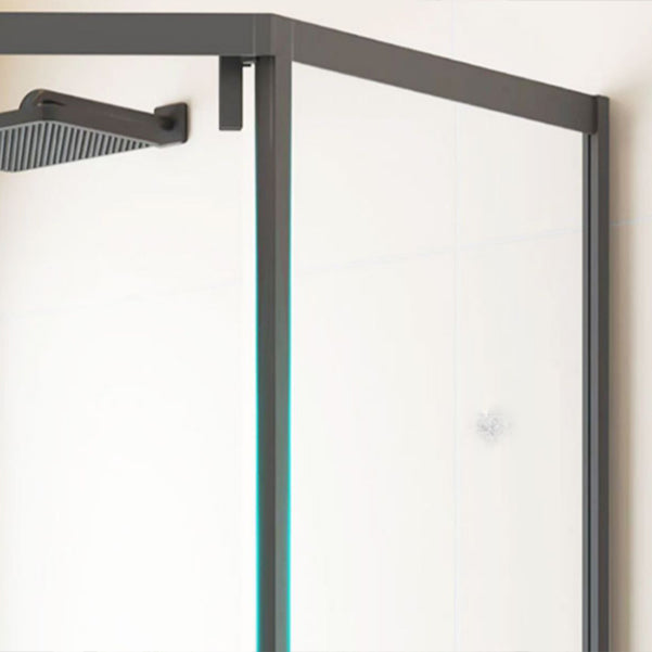 Black Square Shower Enclosure Pivot Tempered Glass Shower Kit