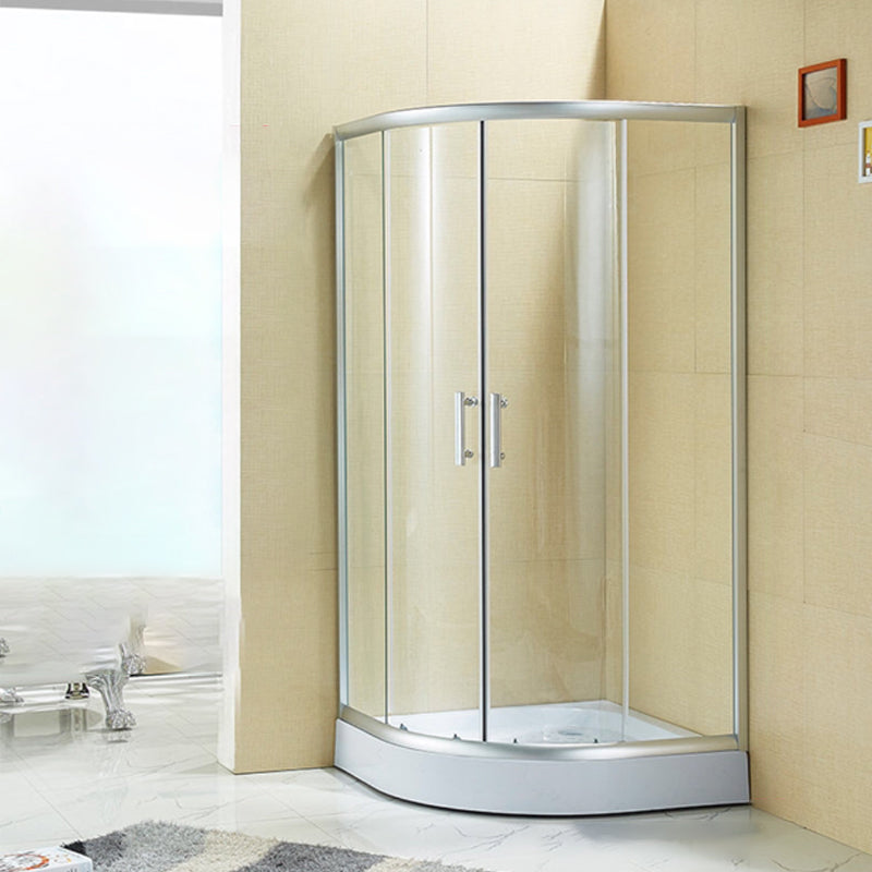 Double Sliding Shower Kit Rounded Shower Kit with Fixed Panel