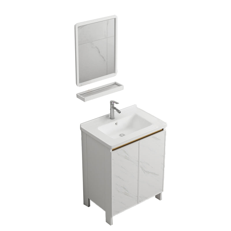 Free Standing Vanity Set White Drawer Faucet Ceramic Sink Vanity Set with Mirror