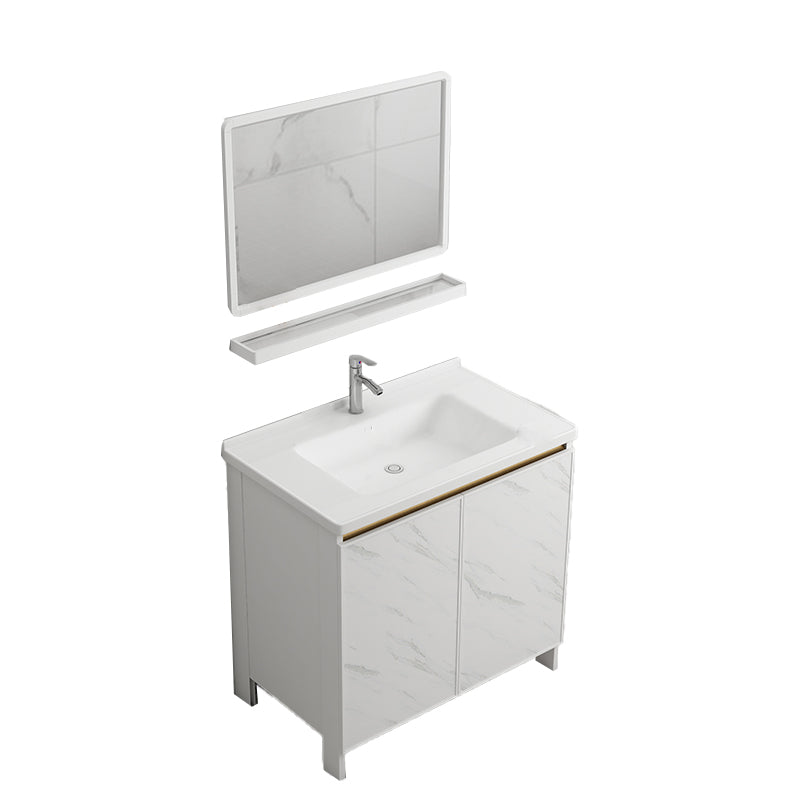 Free Standing Vanity Set White Drawer Faucet Ceramic Sink Vanity Set with Mirror