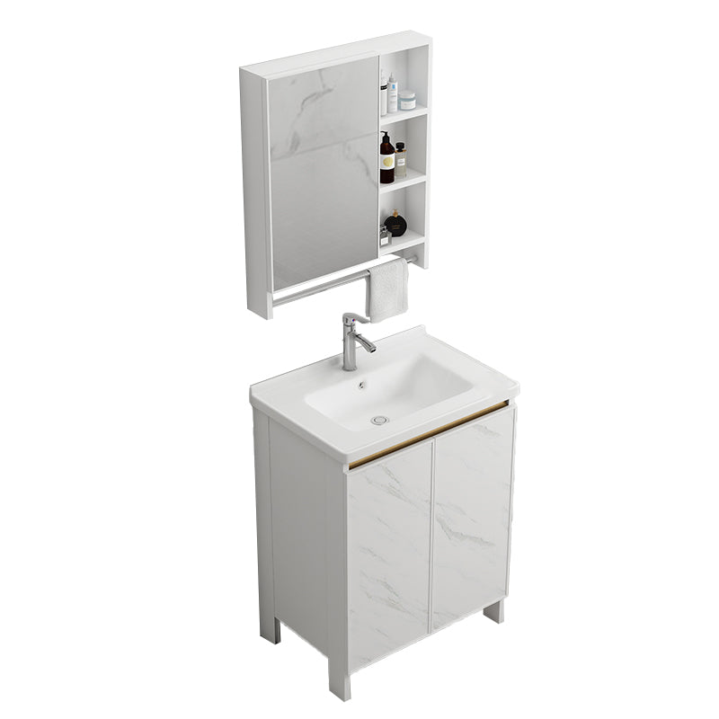 Free Standing Vanity Set White Drawer Faucet Ceramic Sink Vanity Set with Mirror