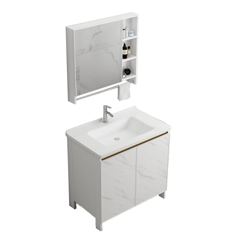 Free Standing Vanity Set White Drawer Faucet Ceramic Sink Vanity Set with Mirror