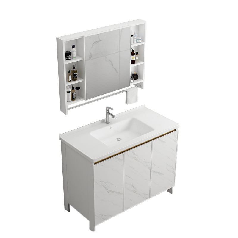 Free Standing Vanity Set White Drawer Faucet Ceramic Sink Vanity Set with Mirror