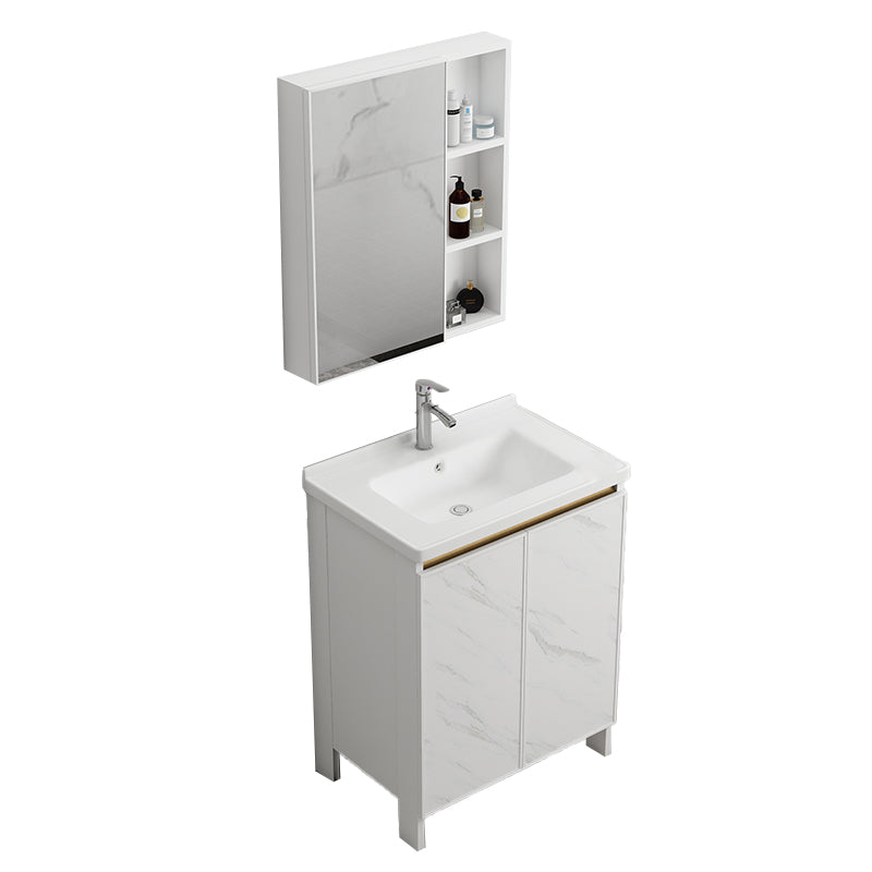 Free Standing Vanity Set White Drawer Faucet Ceramic Sink Vanity Set with Mirror