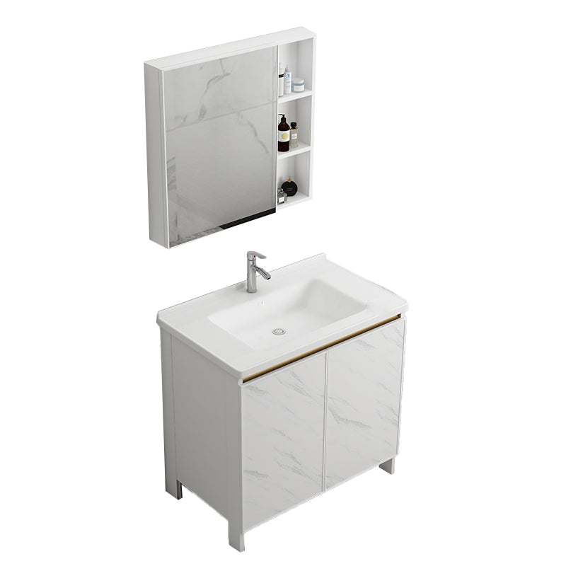 Free Standing Vanity Set White Drawer Faucet Ceramic Sink Vanity Set with Mirror