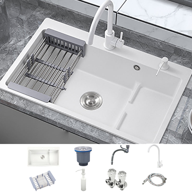 Kitchen Ceramic Sink Rectangular Anti-spill Pull-out Faucet Ceramic Sink