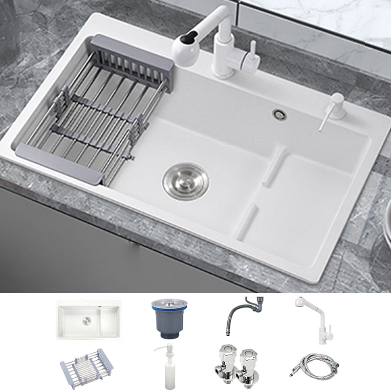 Kitchen Ceramic Sink Rectangular Anti-spill Pull-out Faucet Ceramic Sink