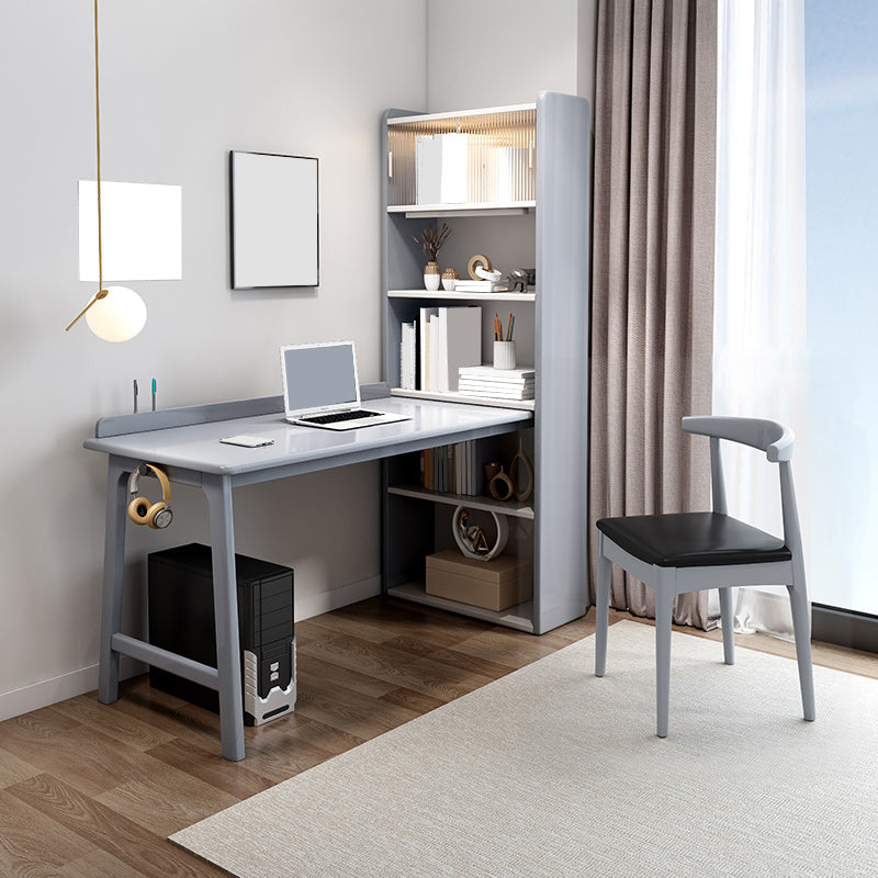 Modern Writing Desk with Storage and Cabinet Solid Wood Desk with Chair