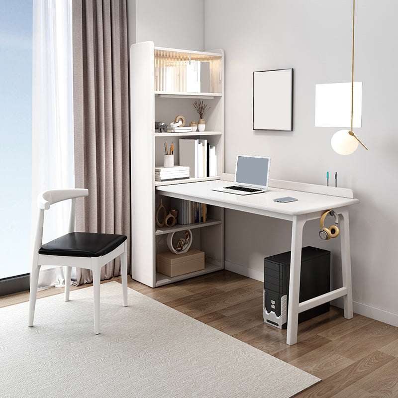 Modern Writing Desk with Storage and Cabinet Solid Wood Desk with Chair