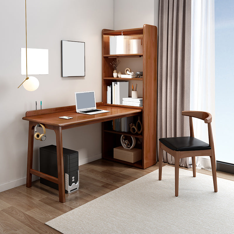 Modern Writing Desk with Storage and Cabinet Solid Wood Desk with Chair