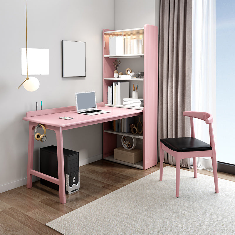 Modern Writing Desk with Storage and Cabinet Solid Wood Desk with Chair