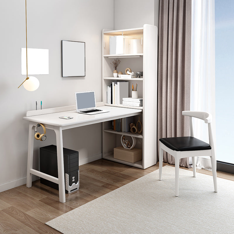 Modern Writing Desk with Storage and Cabinet Solid Wood Desk with Chair