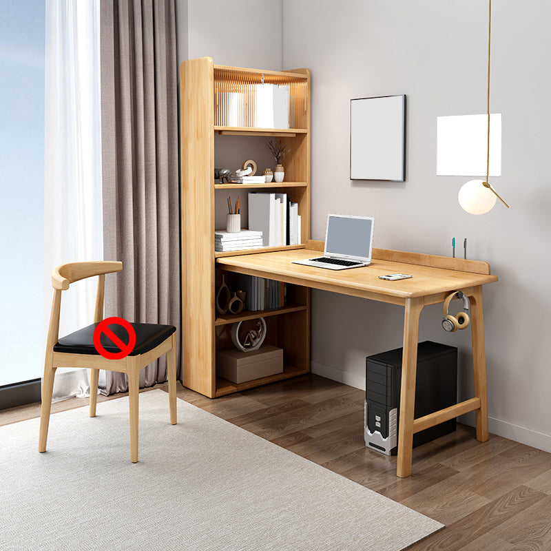 Modern Writing Desk with Storage and Cabinet Solid Wood Desk with Chair