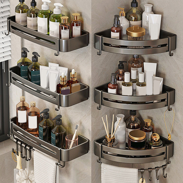 Contemporary Bathroom Accessory Set 3-Piece Bath Shelf with Hooks