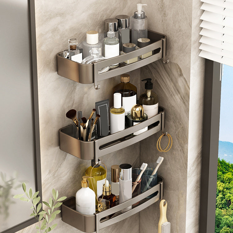 Contemporary Bathroom Accessory Set 3-Piece Bath Shelf with Hooks