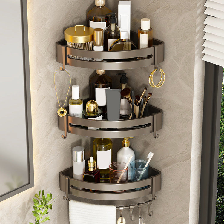 Contemporary Bathroom Accessory Set 3-Piece Bath Shelf with Hooks