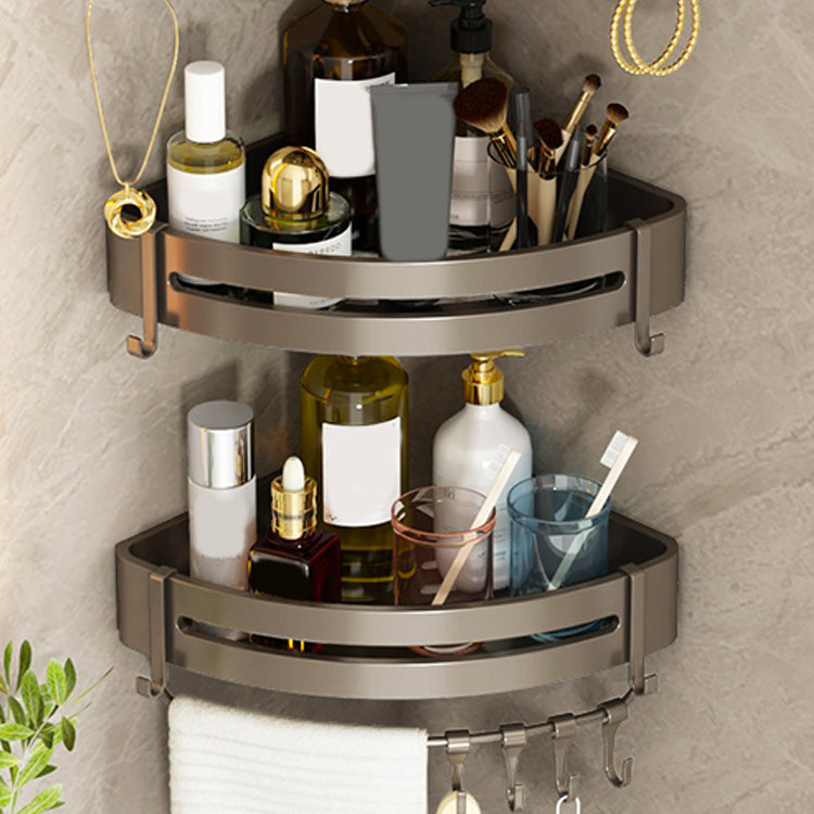 Contemporary Bathroom Accessory Set 3-Piece Bath Shelf with Hooks