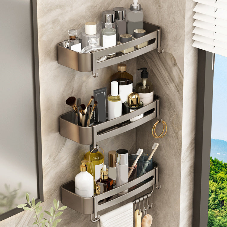 Contemporary Bathroom Accessory Set 3-Piece Bath Shelf with Hooks