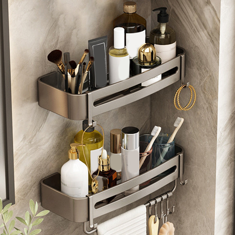 Contemporary Bathroom Accessory Set 3-Piece Bath Shelf with Hooks