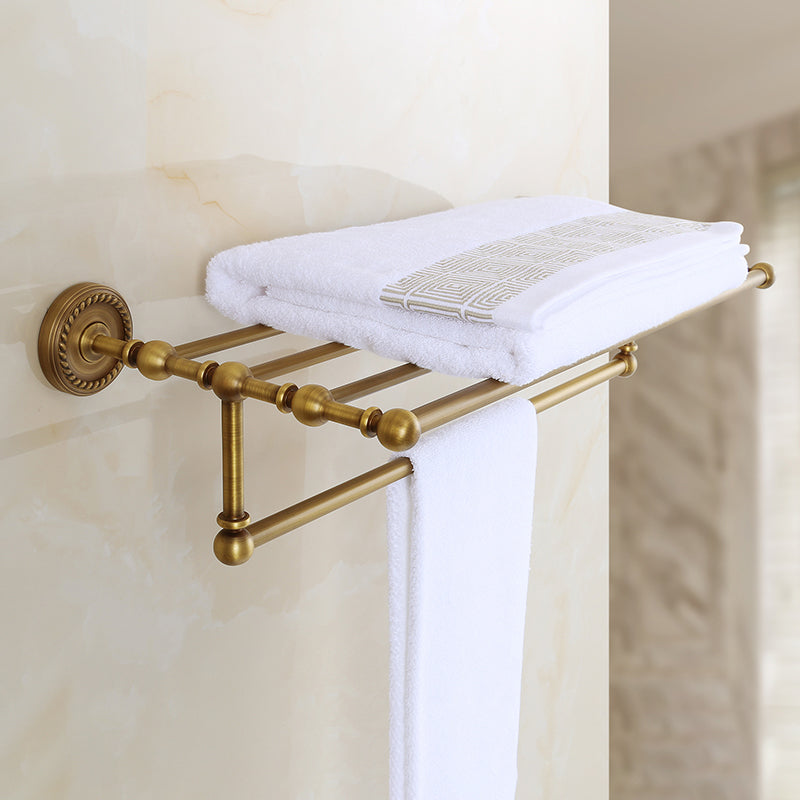 Brass Traditional Bathroom Accessory Set Vintage Bronze Bath Shelf/Towel Bar/Robe Hook