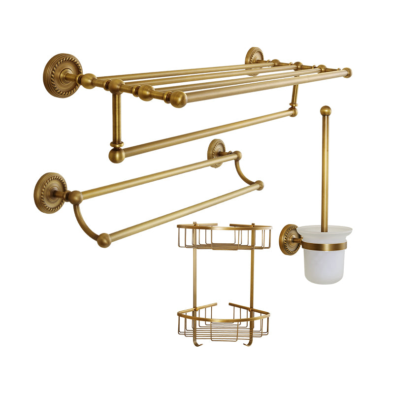 Brass Traditional Bathroom Accessory Set Vintage Bronze Bath Shelf/Towel Bar/Robe Hook