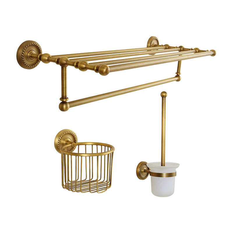 Brass Traditional Bathroom Accessory Set Vintage Bronze Bath Shelf/Towel Bar/Robe Hook