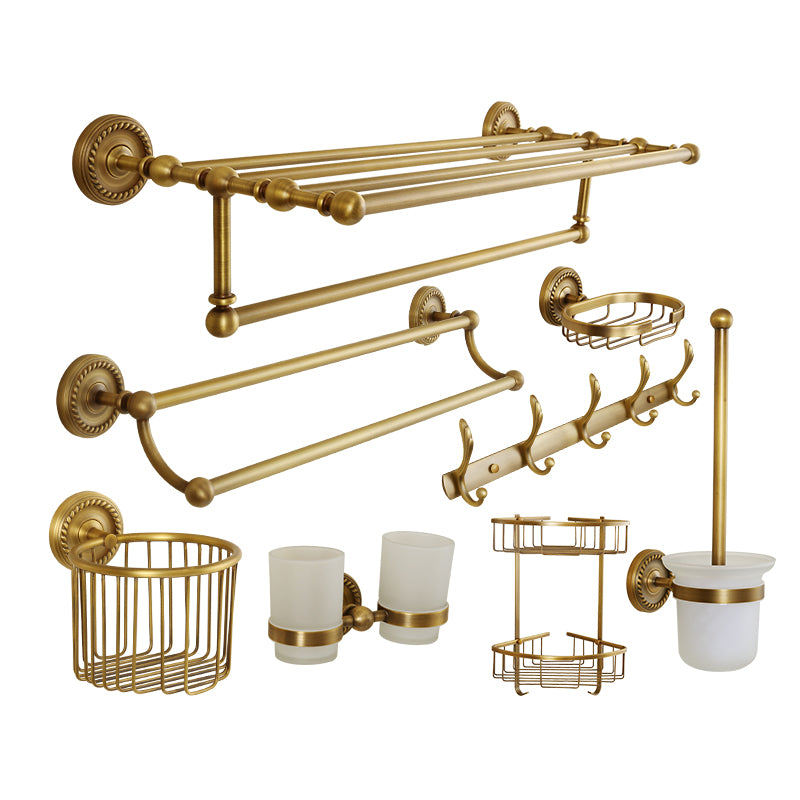 Brass Traditional Bathroom Accessory Set Vintage Bronze Bath Shelf/Towel Bar/Robe Hook