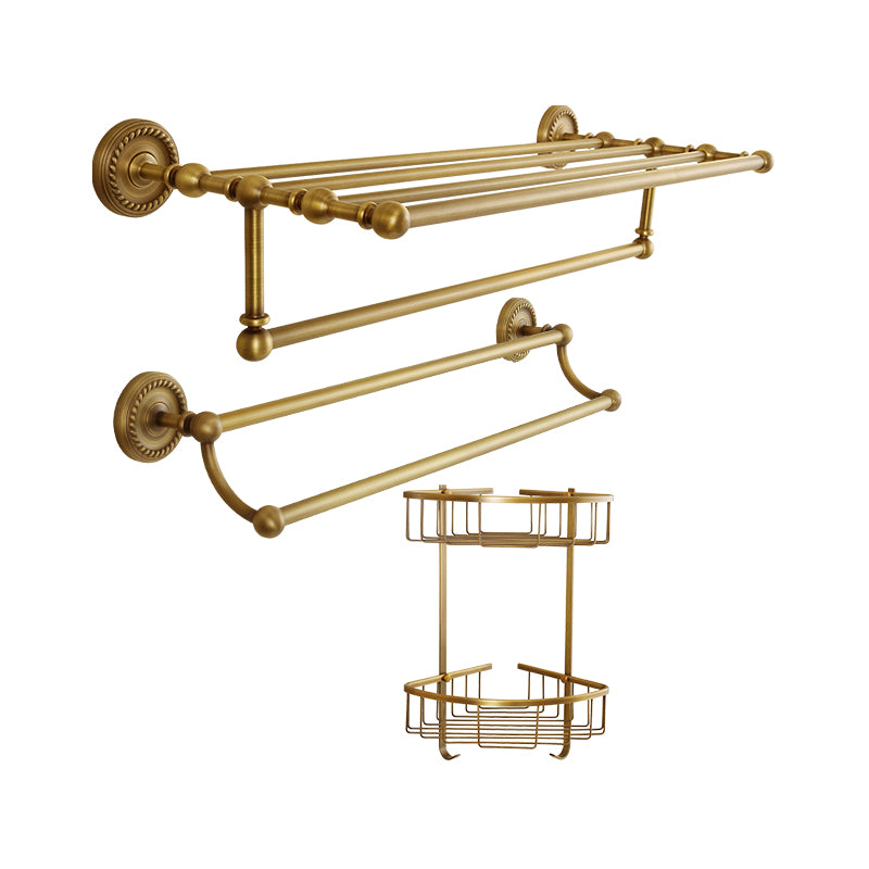 Brass Traditional Bathroom Accessory Set Vintage Bronze Bath Shelf/Towel Bar/Robe Hook