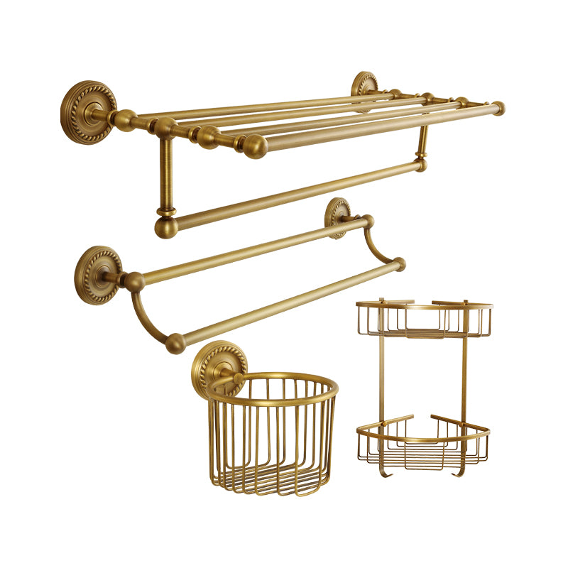 Brass Traditional Bathroom Accessory Set Vintage Bronze Bath Shelf/Towel Bar/Robe Hook