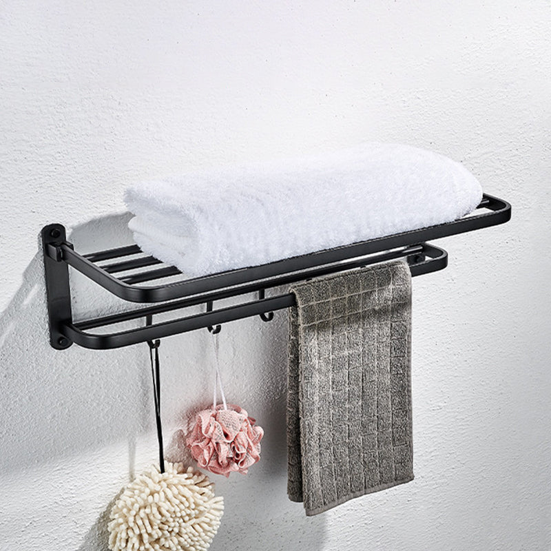 Modern Matte Black Bathroom Accessory Set with Towel Bar/Bath Shelf & Robe Hooks