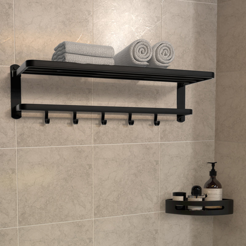 Modern Matte Black Bathroom Accessory Set with Towel Bar/Bath Shelf & Robe Hooks