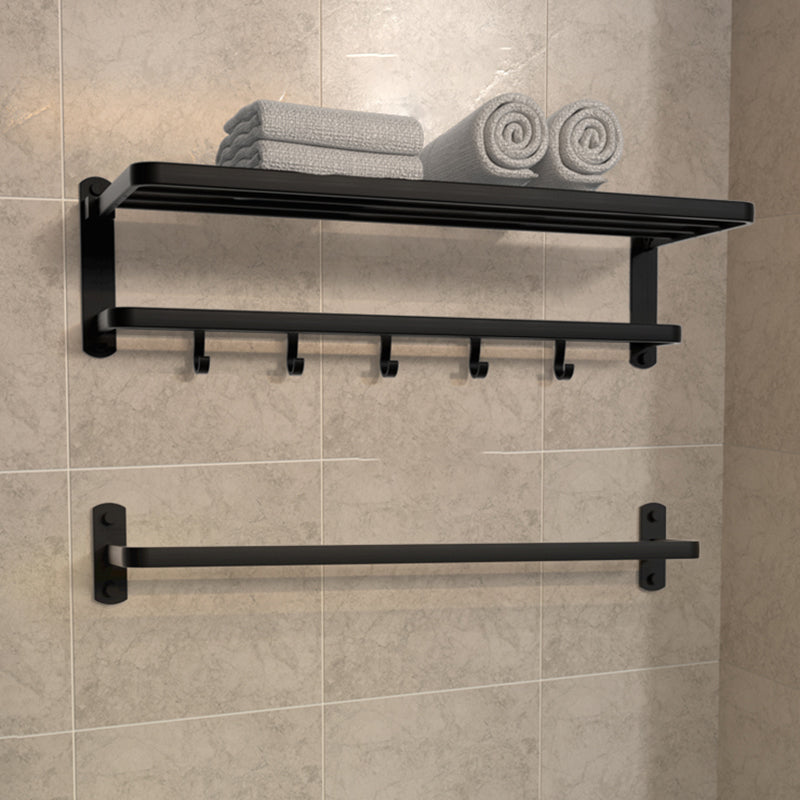 Modern Matte Black Bathroom Accessory Set with Towel Bar/Bath Shelf & Robe Hooks