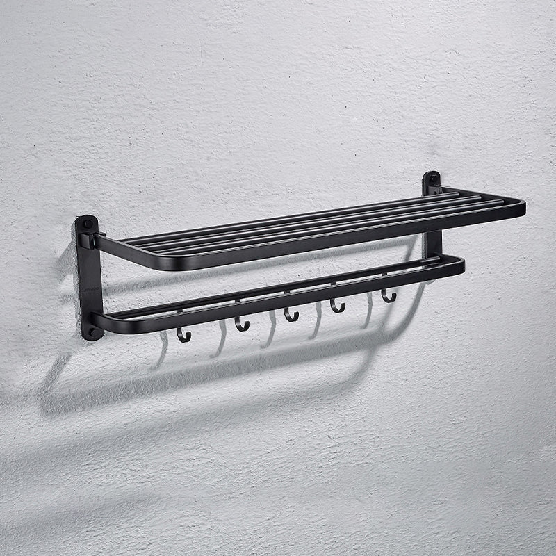 Modern Matte Black Bathroom Accessory Set with Towel Bar/Bath Shelf & Robe Hooks