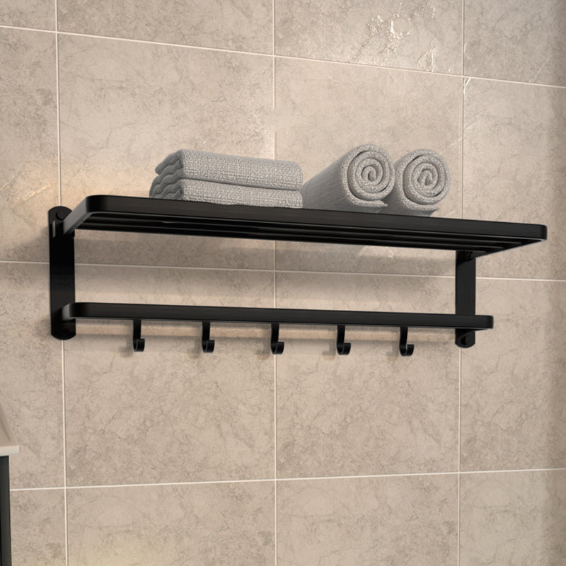 Modern Matte Black Bathroom Accessory Set with Towel Bar/Bath Shelf & Robe Hooks