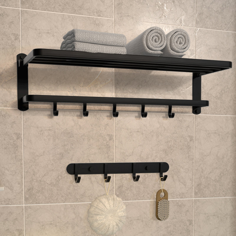 Modern Matte Black Bathroom Accessory Set with Towel Bar/Bath Shelf & Robe Hooks