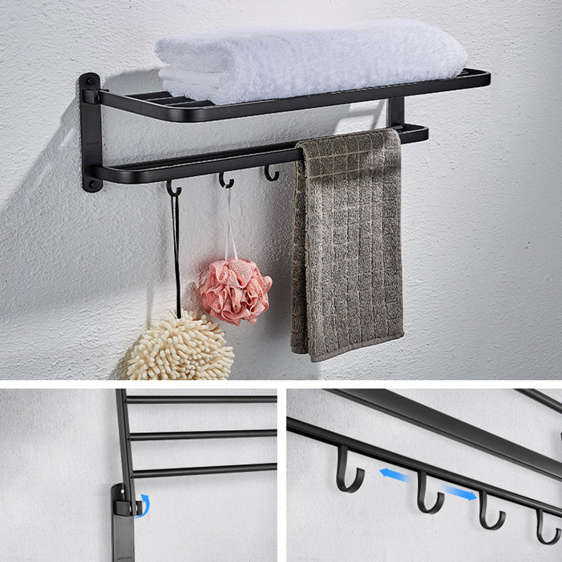 Modern Matte Black Bathroom Accessory Set with Towel Bar/Bath Shelf & Robe Hooks