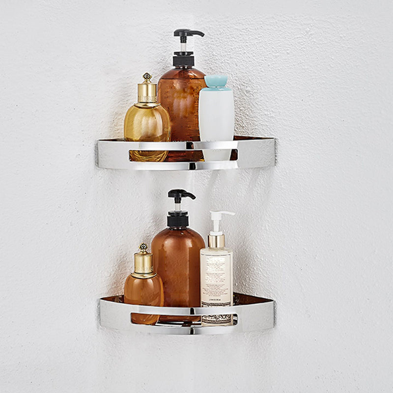 Polished Chrome Modern Bathroom Accessory Set Stainless Steel Triangle Bath Shelf