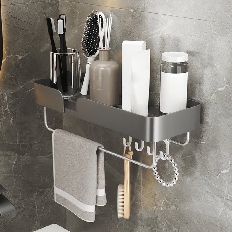 3 Piece Modern Bathroom Hardware Set Aluminum Bath Shelf in Grey