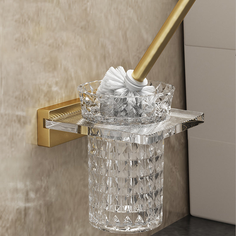 Modern Bathroom Accessory Set in Gold Metal and Acrylic Bath Hardware Set