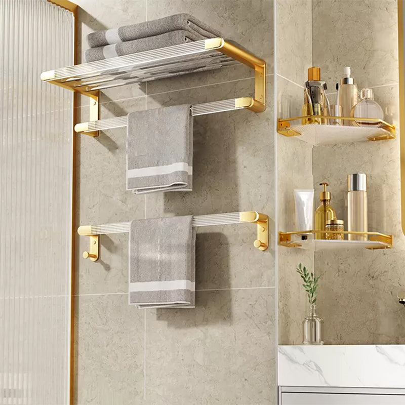 Modern Bathroom Accessory Set in Gold Metal and Acrylic Bath Hardware Set