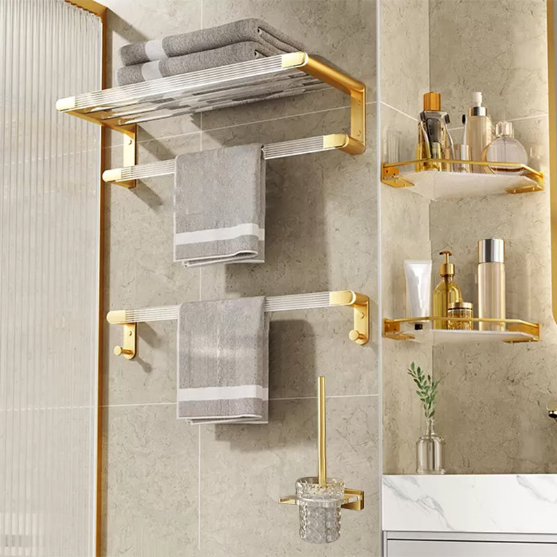 Modern Bathroom Accessory Set in Gold Metal and Acrylic Bath Hardware Set